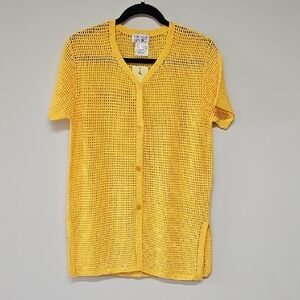 Vintage Escada Sport Crochet Cardigan, Sunflower Yellow, Medium, NEW